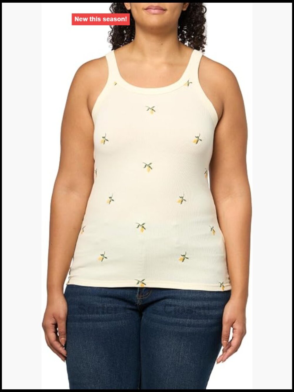Ribbed Essential Embroidered Tank Top Cotton Blend Pull On Sleeveless